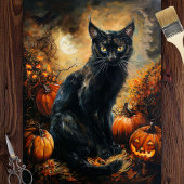 Spooky Black Cat Halloween Decoupage Tissuepapier