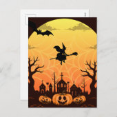 Spooky Black Cat Halloween Design – Modern Minimal Feestdagenkaart (Voorkant / Achterkant)