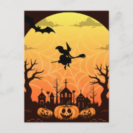 Spooky Black Cat Halloween Design – Modern Minimal Feestdagenkaart