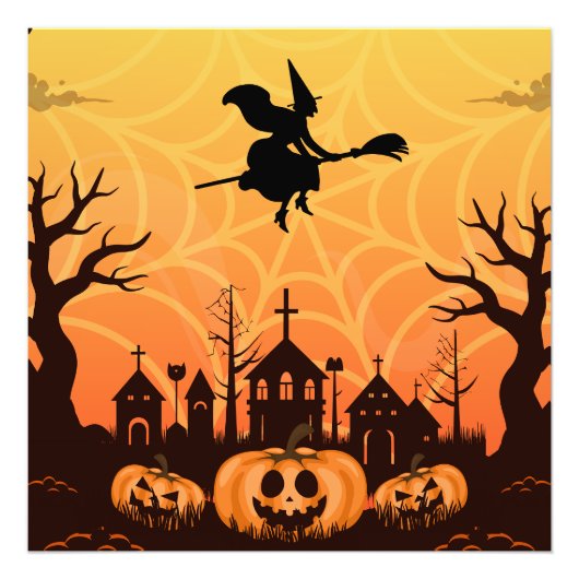 Spooky Black Cat Halloween Design – Modern Minimal Foto Afdruk (Voorkant)