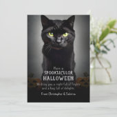 Spooky Black Cat Halloween Groet Feestdagenkaart (Staand voorkant)