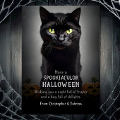 Spooky Black Cat Halloween Groet Feestdagenkaart