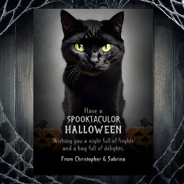 Spooky Black Cat Halloween Groet Feestdagenkaart
