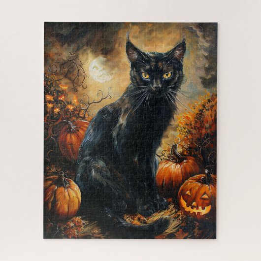 Spooky Black Cat Halloween Legpuzzel (Verticaal)