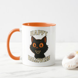 Spooky Black Cat Halloween Mok