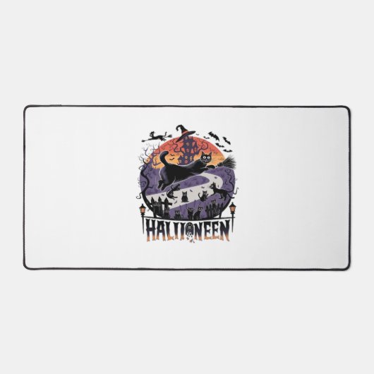 Spooky Black Cat Halloween Night - Haunted Bureaumat (Voorkant)