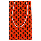 Spooky Black Cat Halloween Oranje vleermuizen Klein Cadeauzakje (Achterkant)