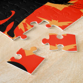 Spooky Black Cat Halloween Oranje vleermuizen Legpuzzel (Zijkant)