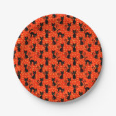 Spooky Black Cat Halloween Oranje vleermuizen Papieren Bordje (Voorkant)