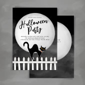 Spooky Black Cat Halloween Party Custom Kaart