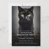 Spooky Black Cat Halloween Party Kaart (Voorkant)