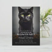 Spooky Black Cat Halloween Party Kaart (Staand voorkant)