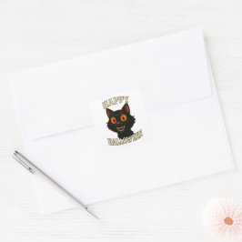 Spooky Black Cat Halloween Party Vierkante Sticker