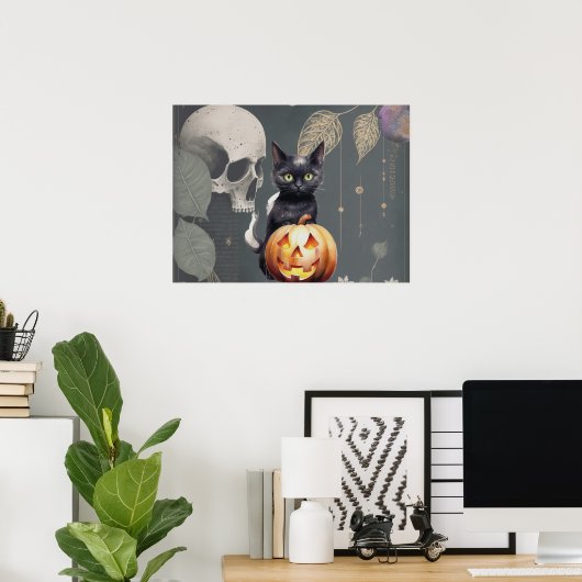 Spooky Black Cat Halloween Poster (Thuiskantoor)