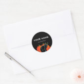 Spooky Black Cat Halloween Ronde Sticker (Envelop)