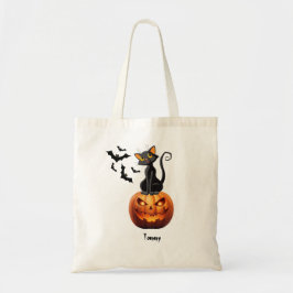 Spooky Black Cat Halloween Tote Bag