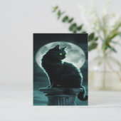 Spooky Black Cat Halloween Wallpaper - 2025 Nacht! Feestdagenkaart (Staand voorkant)
