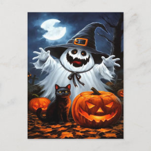 Spooky Black Cat Halloween Wallpaper - 2025 Nacht! Feestdagenkaart