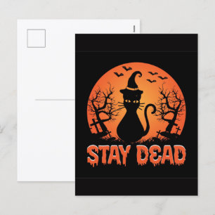 Spooky Black Cat Halloween Wallpaper - 2025 Nacht! Feestdagenkaart