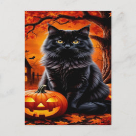 Spooky Black Cat Halloween Wallpaper - 2025 Nacht! Feestdagenkaart