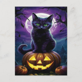 Spooky Black Cat Halloween Wallpaper - 2025 Nacht! Feestdagenkaart