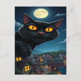 Spooky Black Cat Halloween Wallpaper - 2025 Nacht! Feestdagenkaart