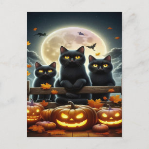Spooky Black Cat Halloween Wallpaper - 2025 Nacht! Feestdagenkaart