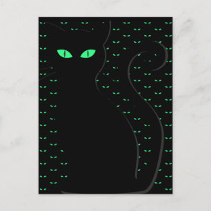 Spooky Black Cat Happy Halloween Briefkaart