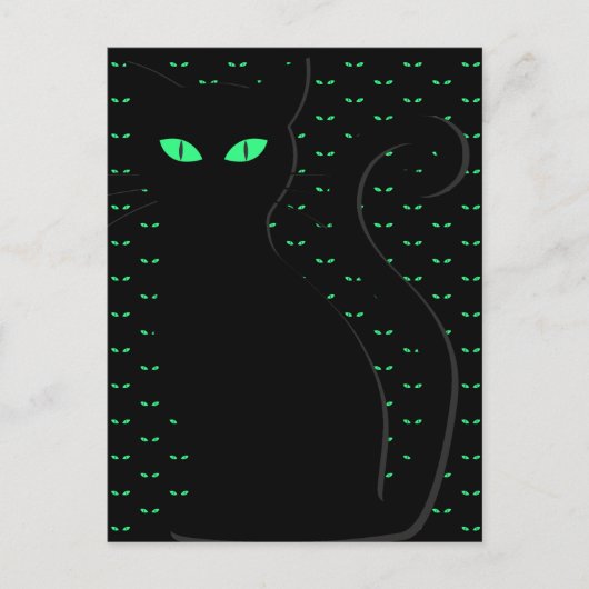Spooky Black Cat Happy Halloween Briefkaart (Voorkant)
