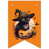 Spooky Black Cat & Jack-o-Lantern Sinaasappel Vlaggetjes (Tweede vlag)