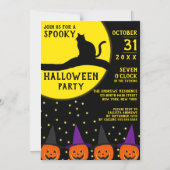 Spooky Black Cat Jack O'lantern Halloween Party Magnetische Uitnodiging (Voorkant)