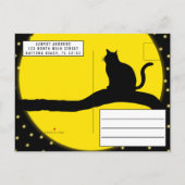 Spooky Black Cat Jack O'lantern Halloween Party Uitnodiging Briefkaart (Achterkant)