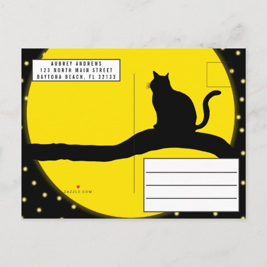 Spooky Black Cat Jack O'lantern Halloween Party Uitnodiging Briefkaart (Achterkant)