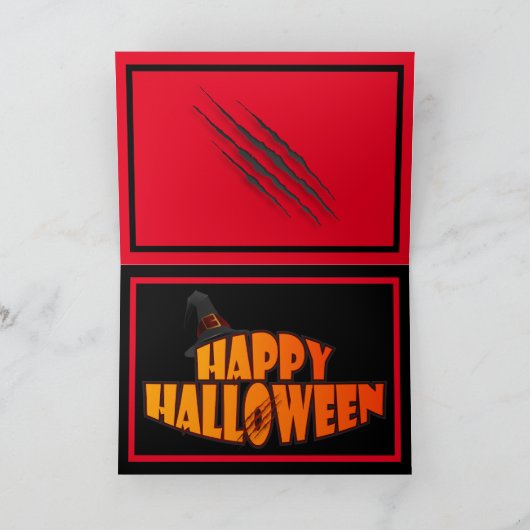 Spooky Black Cat Kaart (Binnen)