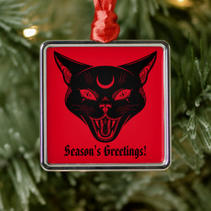 Spooky Black Cat kerstversiering Metalen Ornament