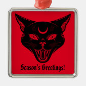 Spooky Black Cat kerstversiering Metalen Ornament (Voorkant)