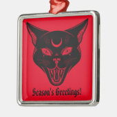 Spooky Black Cat kerstversiering Metalen Ornament (Links)