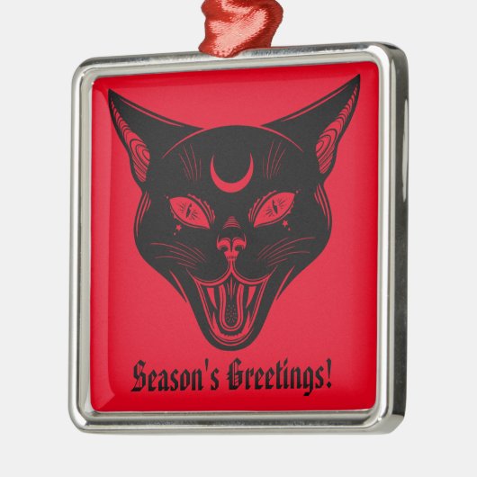 Spooky Black Cat kerstversiering Metalen Ornament (Links)