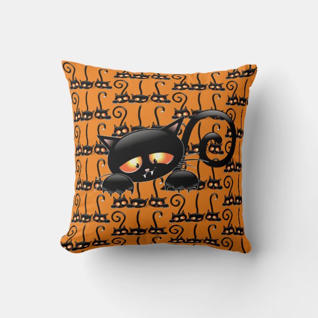 Spooky Black Cat Kussen (Voorkant)