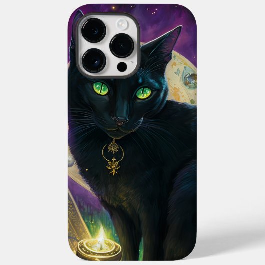 SPOOKY BLACK CAT MET GROENE OGEN EN KANDLE Case-Mate iPhone CASE (Achterkant)