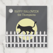 Spooky Black Cat op Picket Fence Bedankjes Labels (Voorkant)