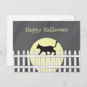 Spooky Black Cat op Picket Fence Briefkaart (Voorkant / Achterkant)