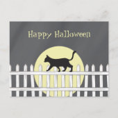 Spooky Black Cat op Picket Fence Briefkaart (Voorkant)