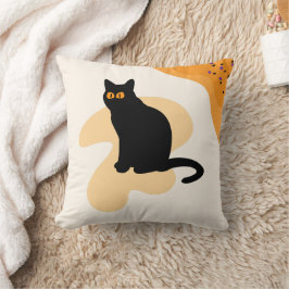 Spooky Black Cat Oranje Creepy Eyes Halloween Gift Kussen
