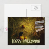 Spooky Black Cat, Pumpkin Halloween Briefkaart (Voorkant / Achterkant)