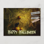 Spooky Black Cat, Pumpkin Halloween Briefkaart (Voorkant)