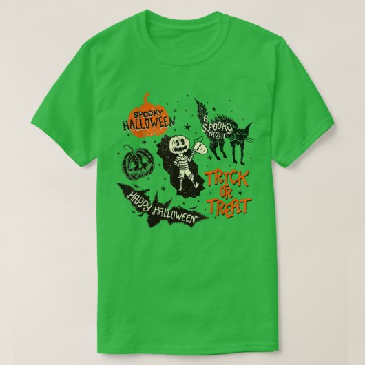Spooky Black Cat Pumpkin Trick or treat Funny Hall T-shirt (Design voorkant)