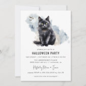 Spooky Black Cat | Schattigee Witchy Halloween Par Kaart (Voorkant)