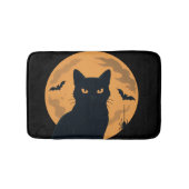 Spooky Black Cat Silhouette Halloween Badmat (Voorkant)