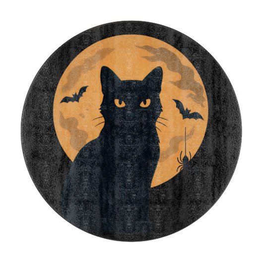 Spooky Black Cat Silhouette Halloween Charcuterie Snijplank (Voorkant)